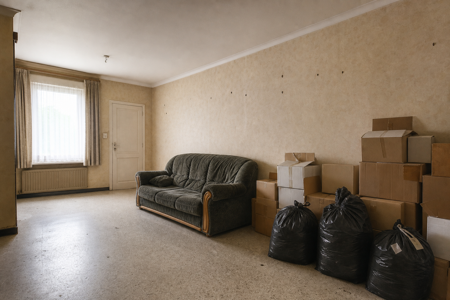 Een woning halverwege de ontruiming